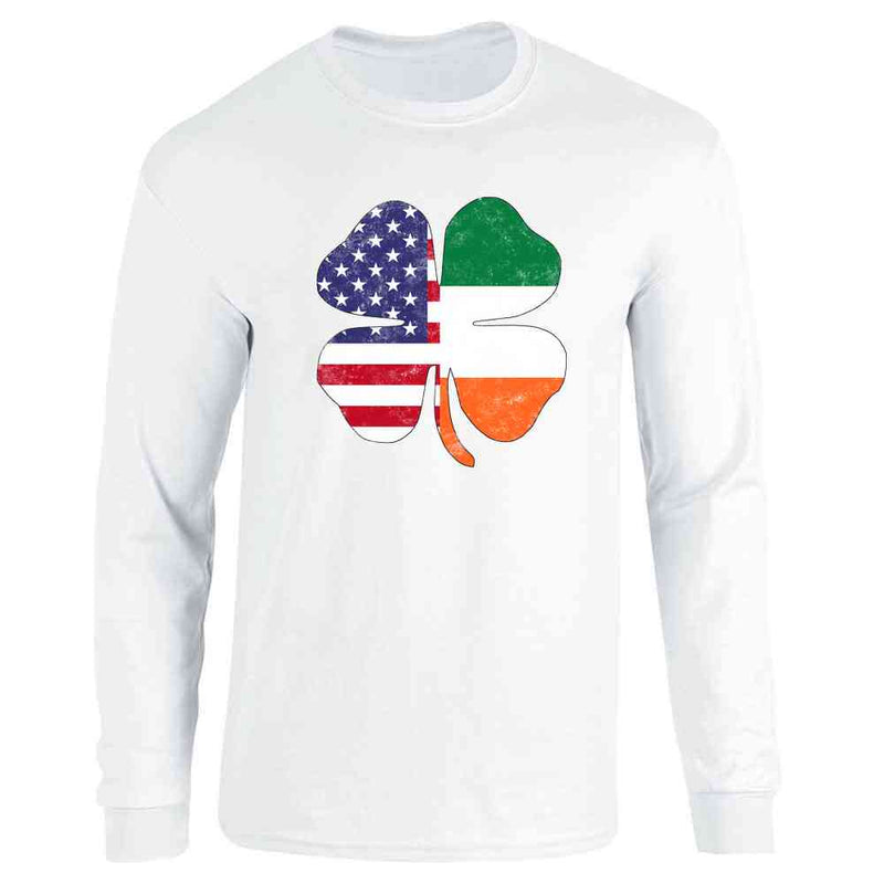 Irish American Flag Shamrock St. Patricks Day Long Sleeve