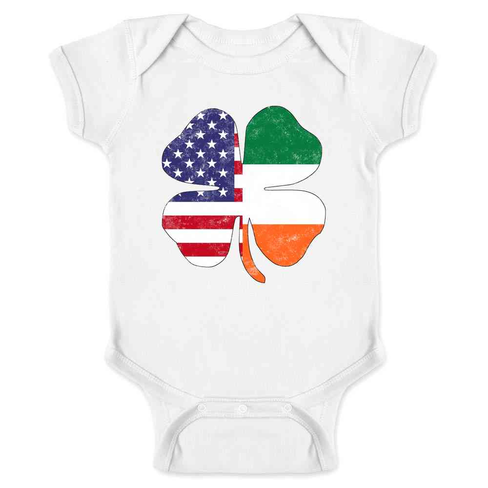 Irish American Flag Shamrock St. Patricks Day Baby Bodysuit