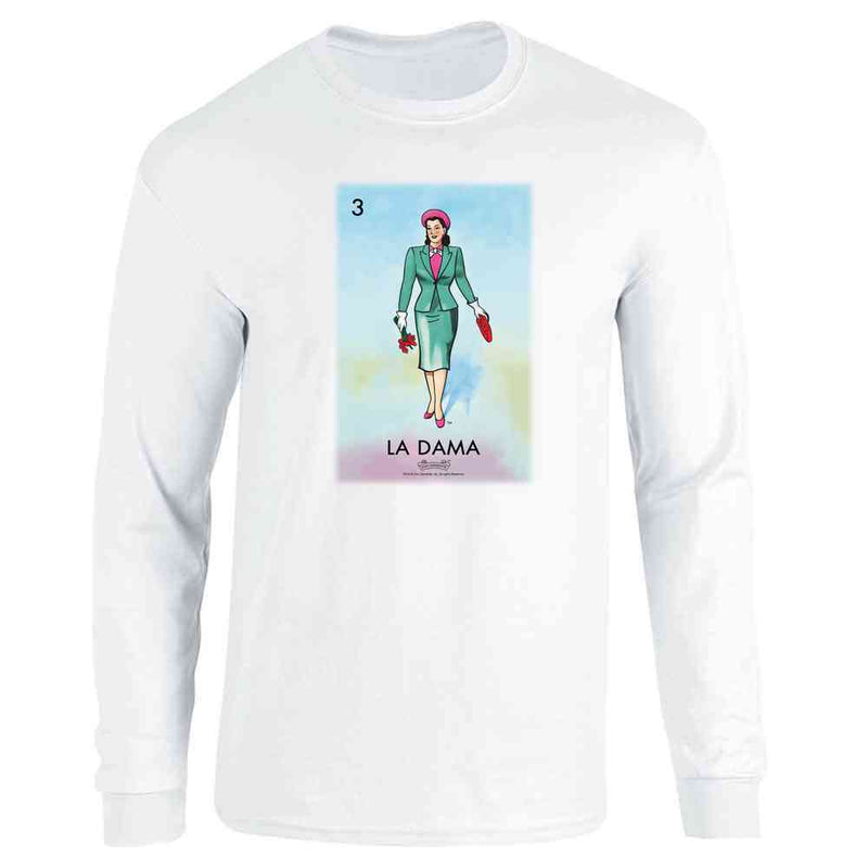La Dama Woman Lady Loteria Card Mexican Bingo Long Sleeve