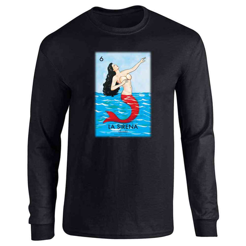La Sirena Mermaid Loteria Card Mexican Bingo  Long Sleeve