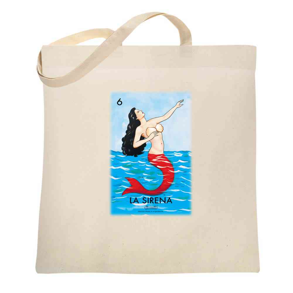 La Sirena Mermaid Loteria Card Mexican Bingo  Tote Bag