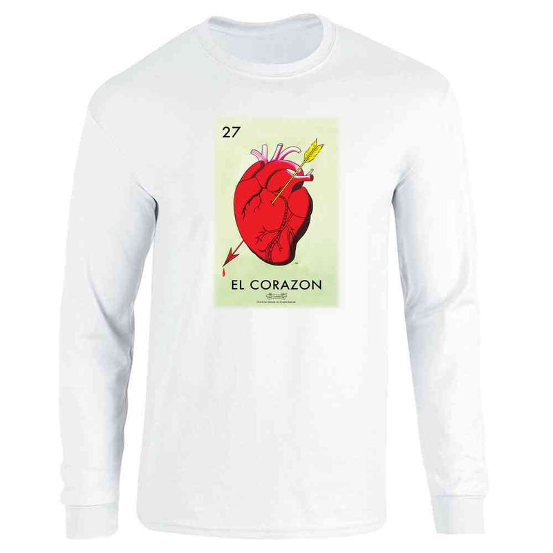 El Corazon Heart Loteria Card Mexican Bingo Long Sleeve