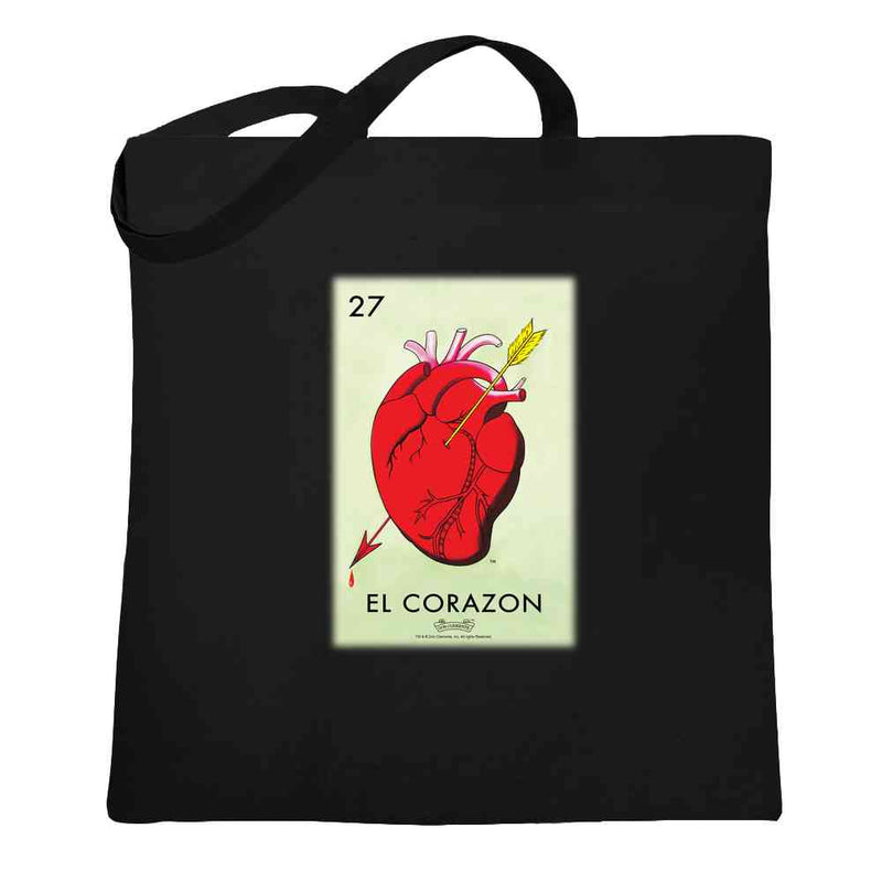 El Corazon Heart Loteria Card Mexican Bingo Tote Bag
