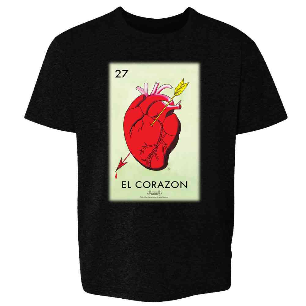 El Corazon Heart Loteria Card Mexican Bingo Kids & Youth Tee