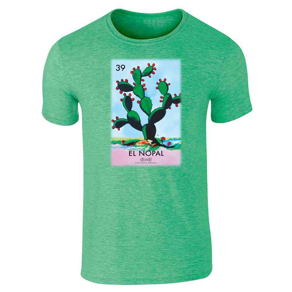El Nopal Cactus Loteria Card Mexican Bingo Unisex Tee Short Sleeve T-Shirt / Heather Irish Green / M