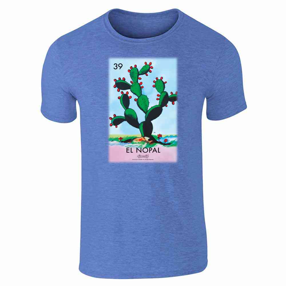 El Nopal Cactus Loteria Card Mexican Bingo Unisex Tee Short Sleeve T-Shirt / Heather Royal Blue / 3XL