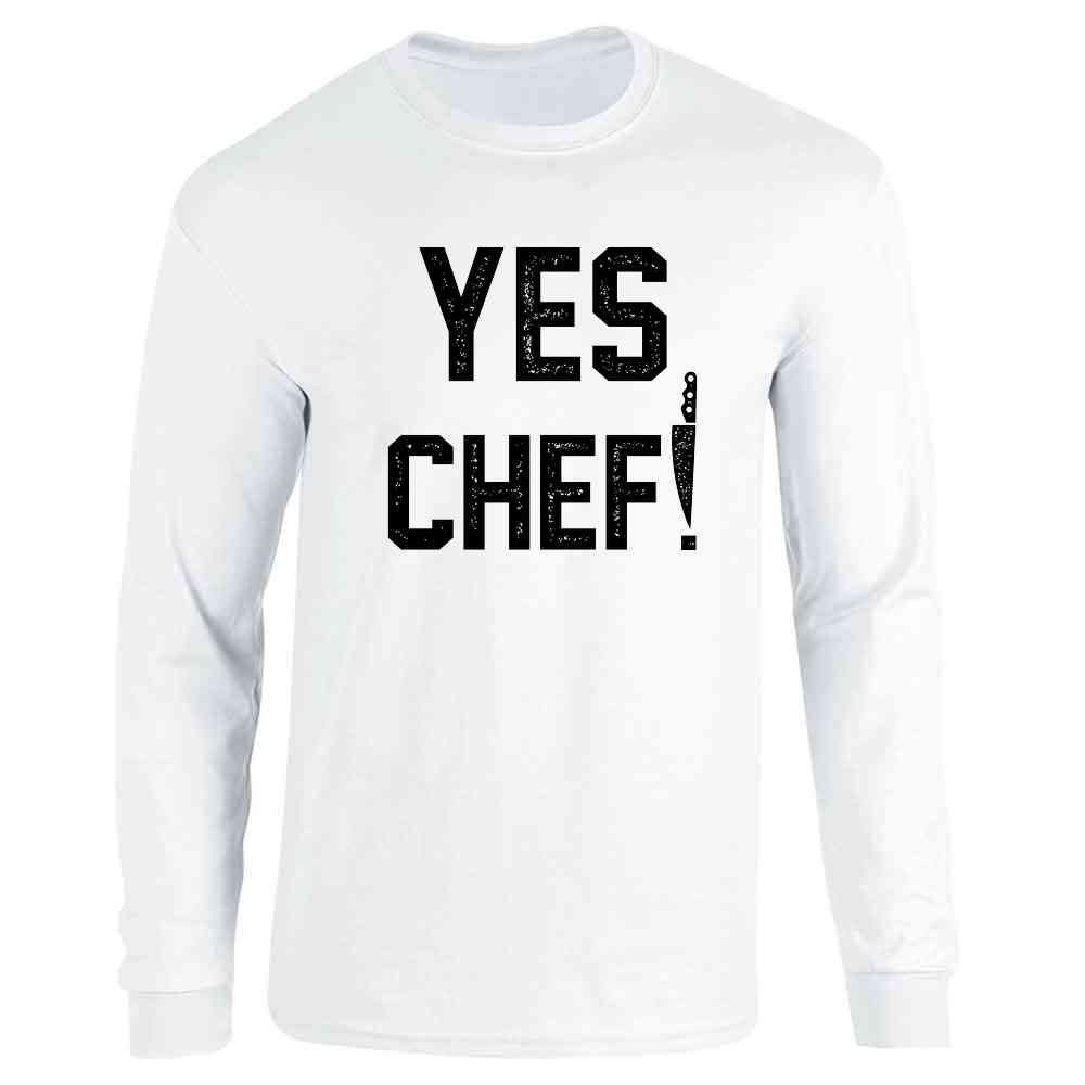 Yes Chef! Large Text Cooking Funny  Long Sleeve