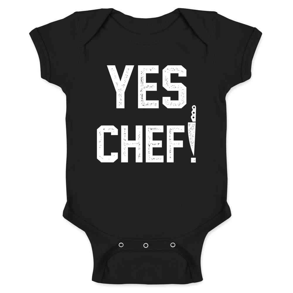 Yes Chef! Large Text Cooking Funny  Baby Bodysuit