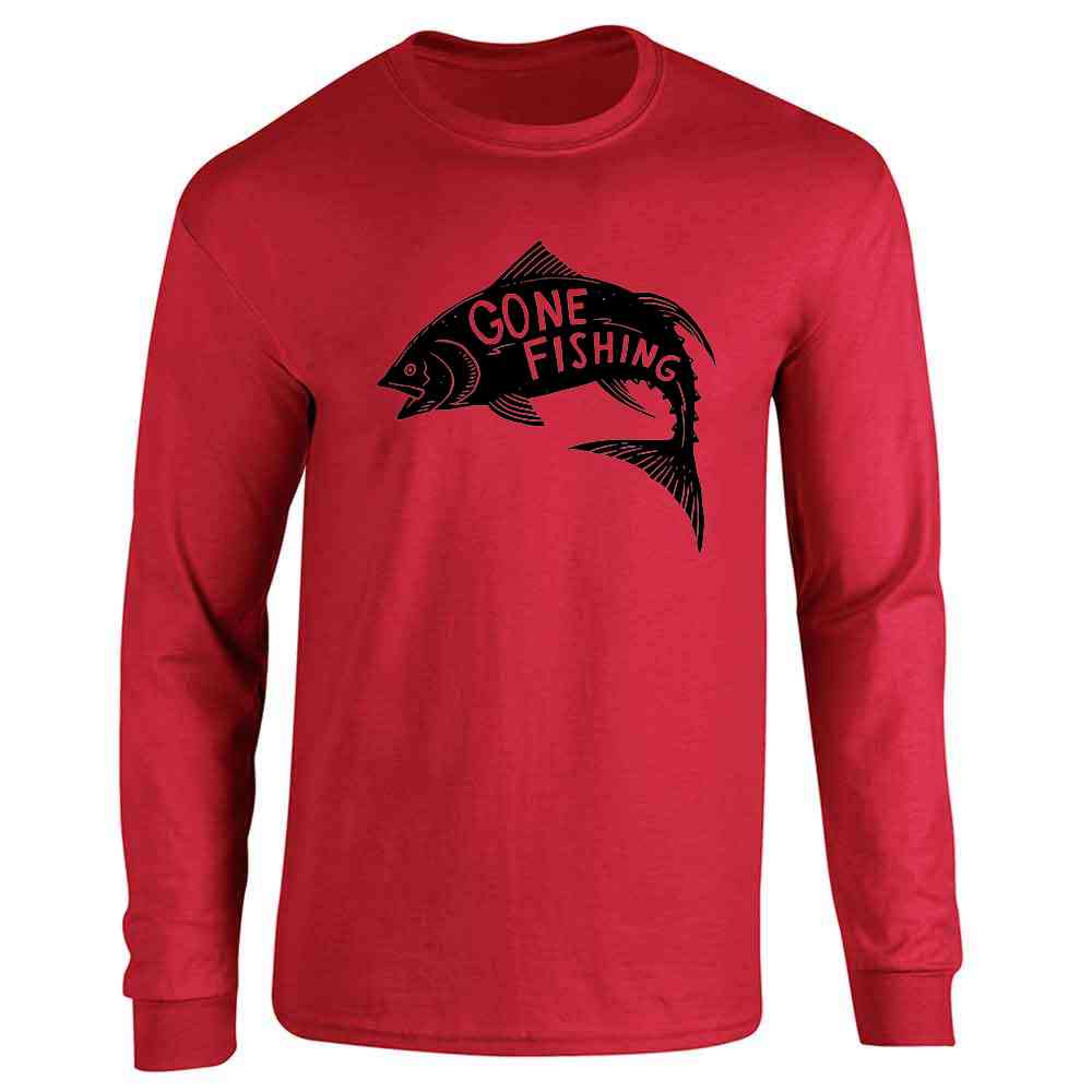 Gone Fishing Retro Vintage Fisherman Long Sleeve Long Sleeve T-Shirt / Red / 3XL