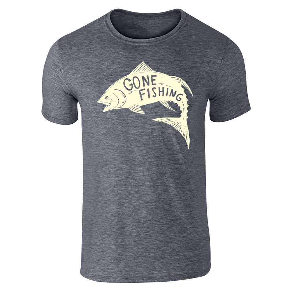 Gone Fishing Retro Vintage Fisherman unisex Tee Raglan Baseball Tee Shirt / Black Sleeves / XL