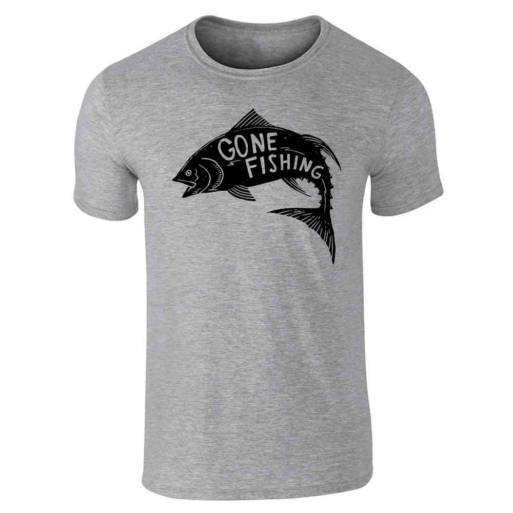 Gone Fishing Retro Vintage Fisherman unisex Tee Short Sleeve T-Shirt / Gray / S