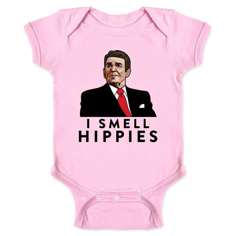 I Smell Hippies Ronald Reagan Conservative Merica Baby Bodysuit
