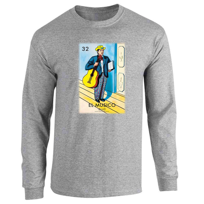 El Musico Musician Loteria Card Mexican Bingo Long Sleeve
