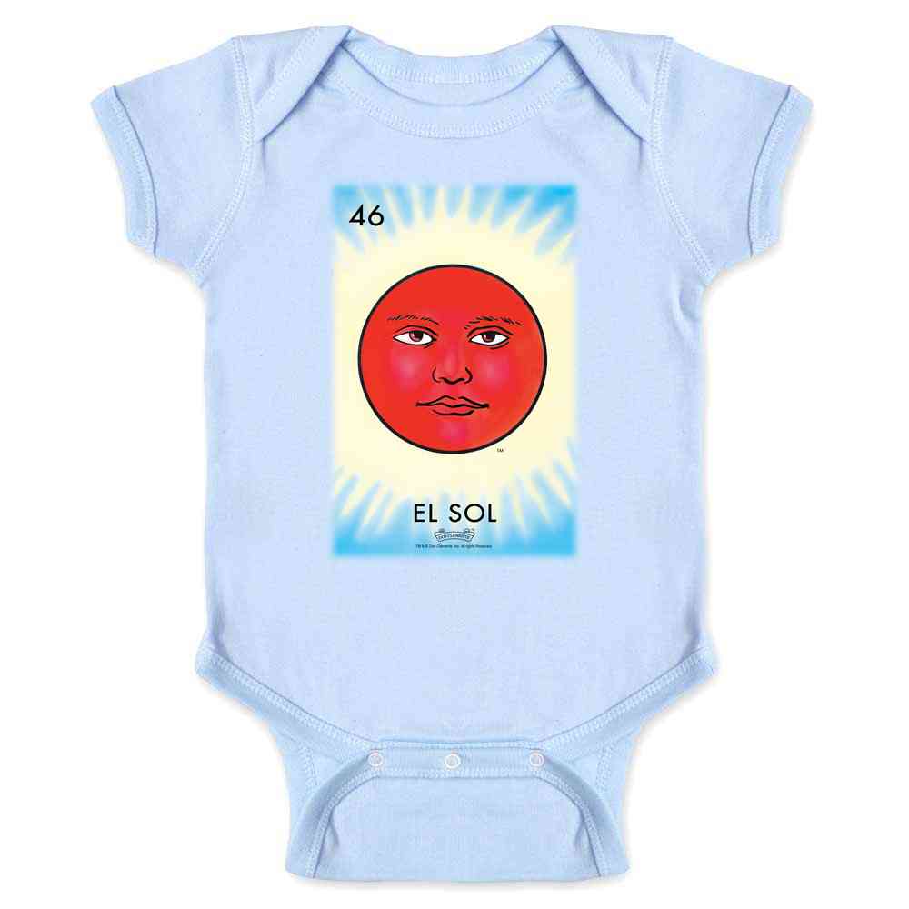 El Sol Sun Loteria Card Mexican Bingo Baby Bodysuit