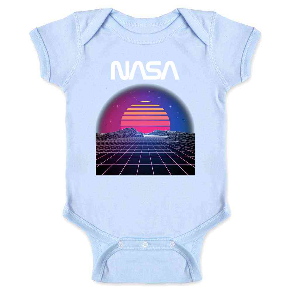 NASA Approved Retro Space Landscape 80s Electro Baby Bodysuit