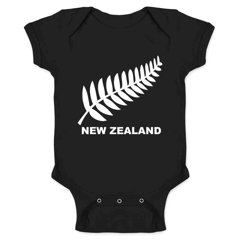 New Zealand Retro Soccer Rugby Kiwi Fern Crest Baby Bodysuit