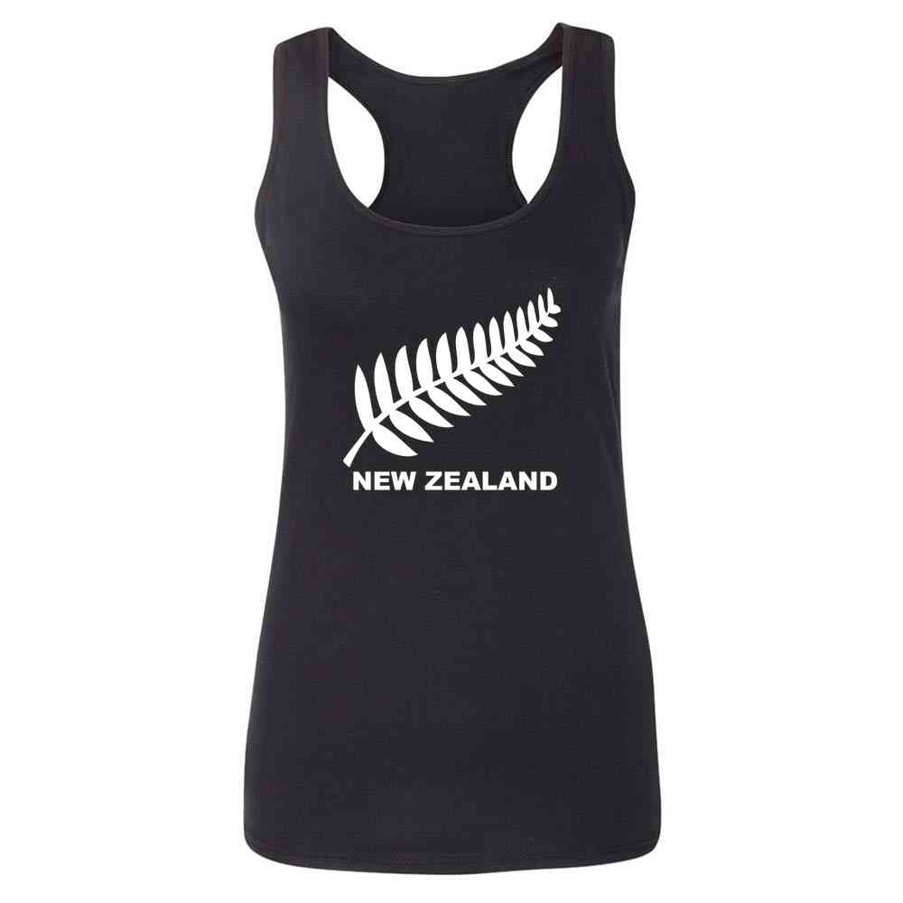 New Zealand Retro Soccer Rugby Kiwi Fern Crest Womens Tee & Tank