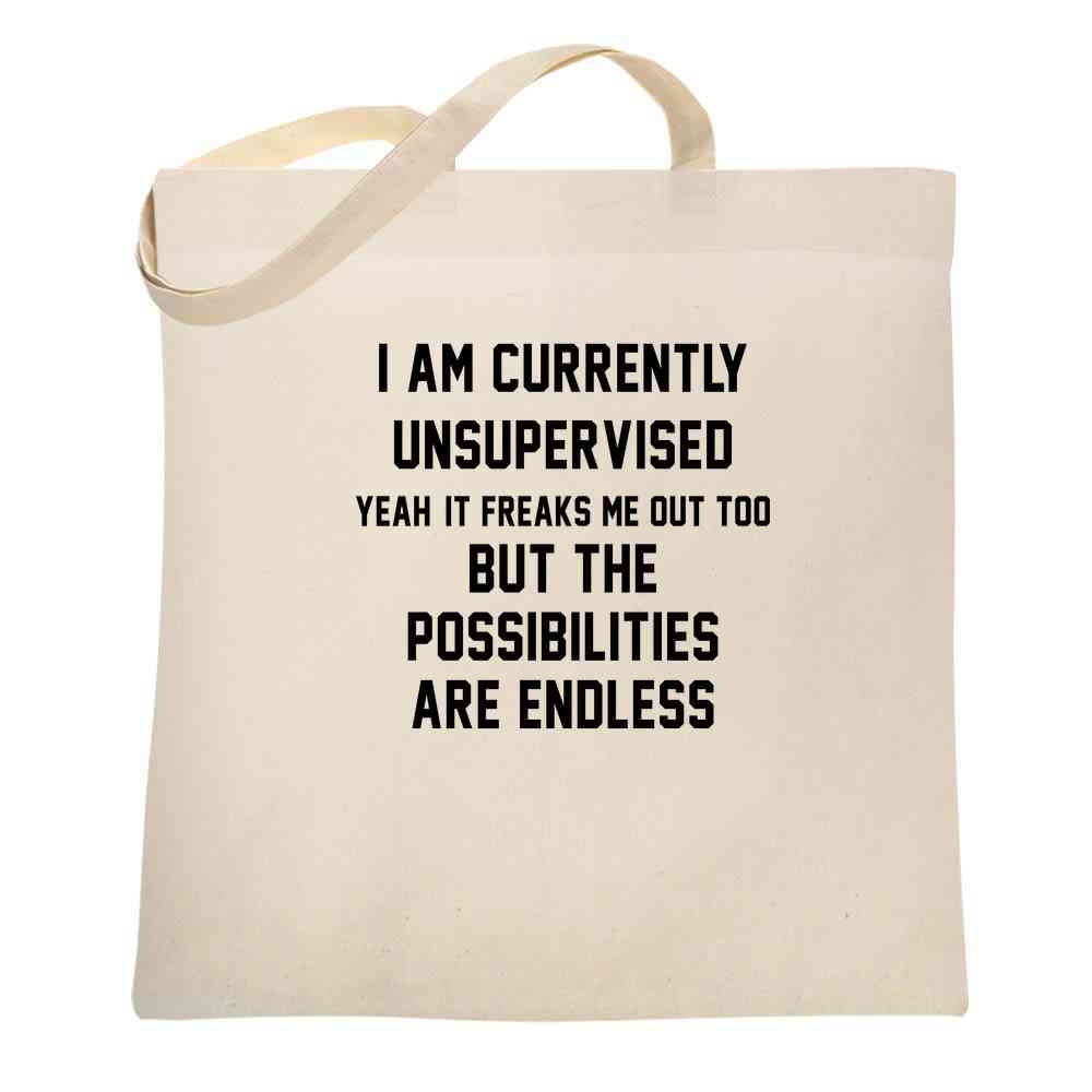 I Am Currently Unsupervised Funny  Tote Bag