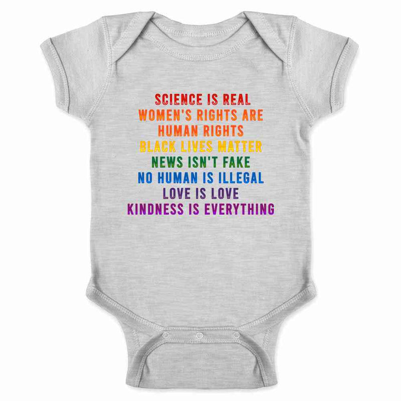 Science Is Real Black Lives Matter Rainbow Facts Baby Bodysuit