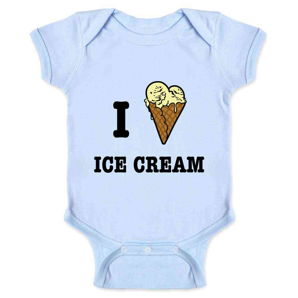 I Love Ice Cream Heart Cones Cute Funny  Baby Bodysuit