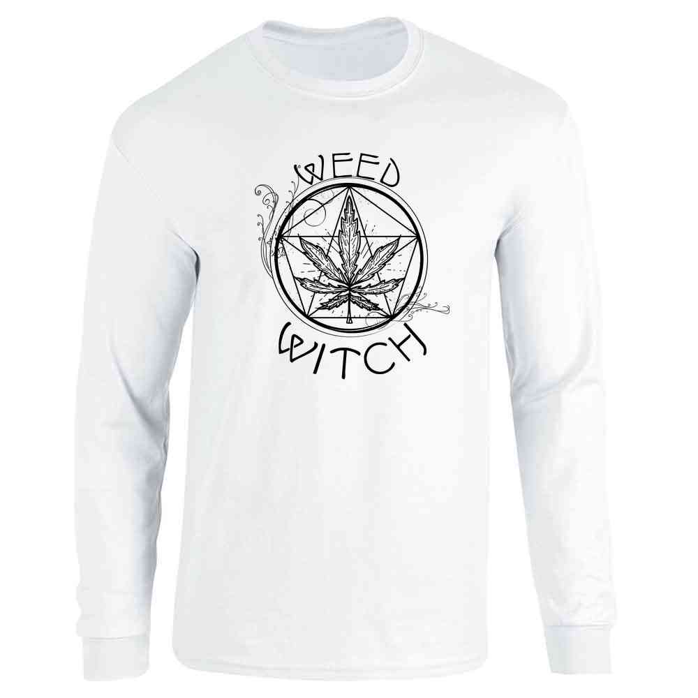 Weed Witch Retro Marijuana Pot 420 Wicca Graphic  Long Sleeve