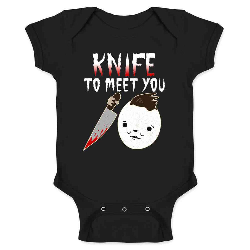 Knife To Meet You Halloween Mask Horror Movie  Baby Bodysuit
