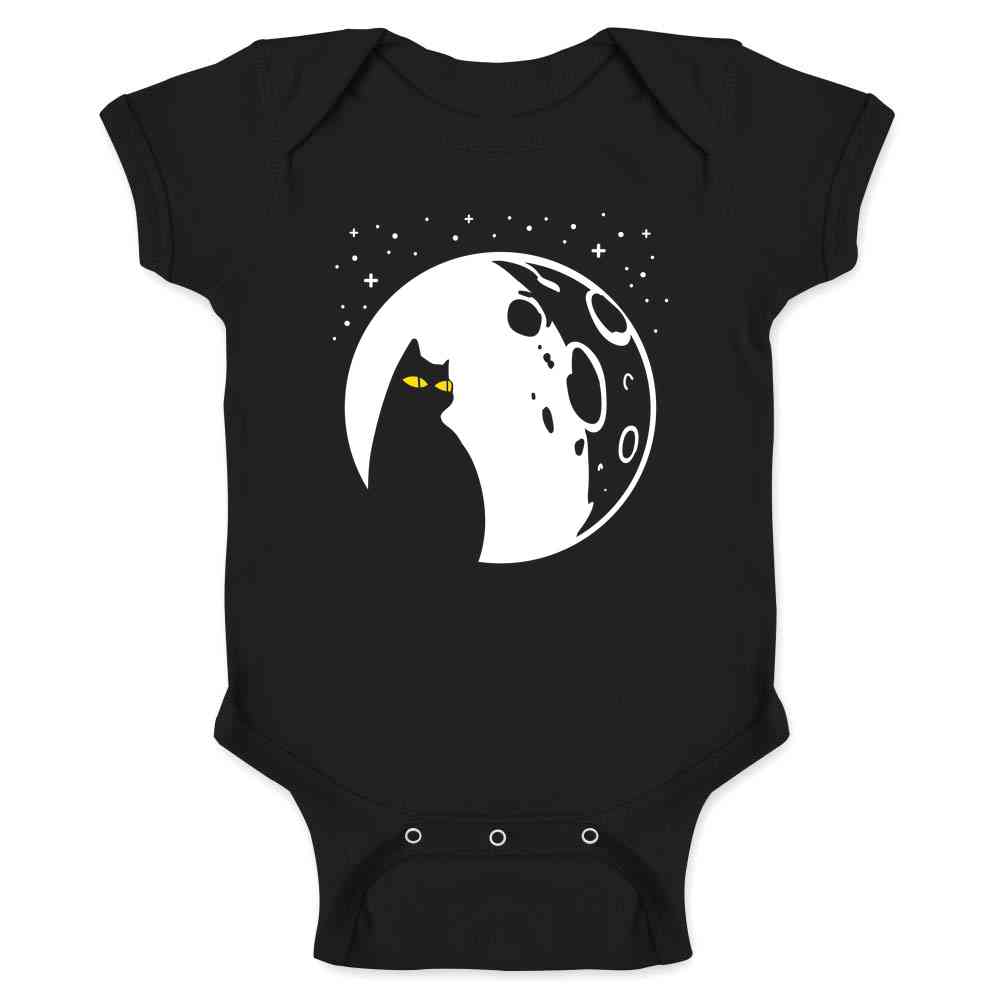 Black Cat Moon Silhouette Halloween Cute Spooky Baby Bodysuit