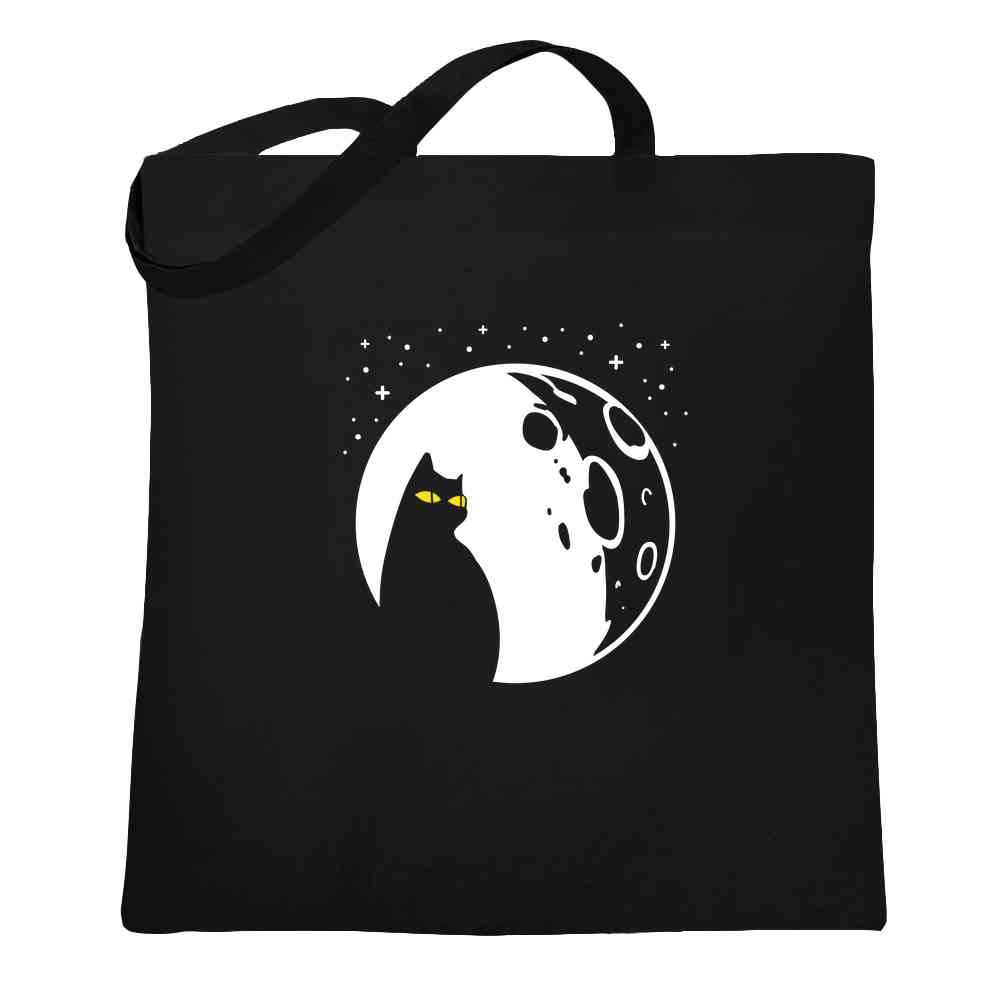Black Cat Moon Silhouette Halloween Cute Spooky Tote Bag