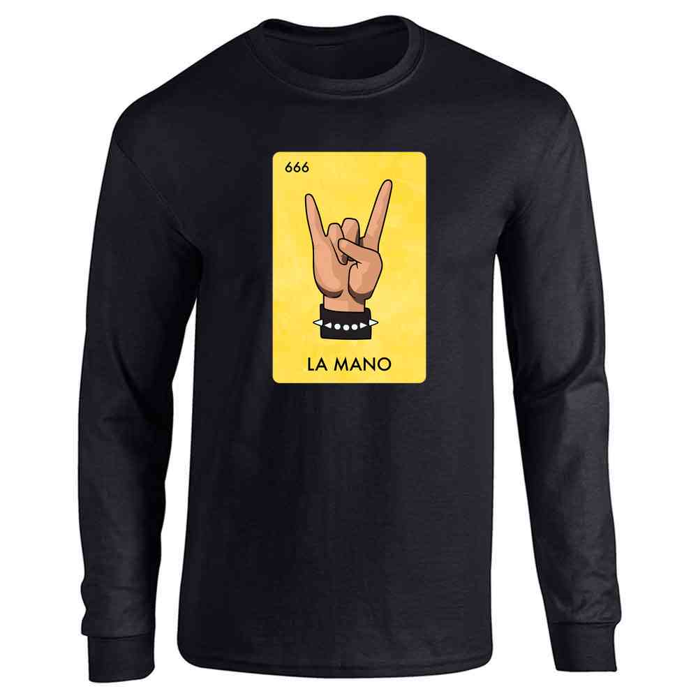 La Mano Mexican Lottery Parody Devil Horns Metal Long Sleeve