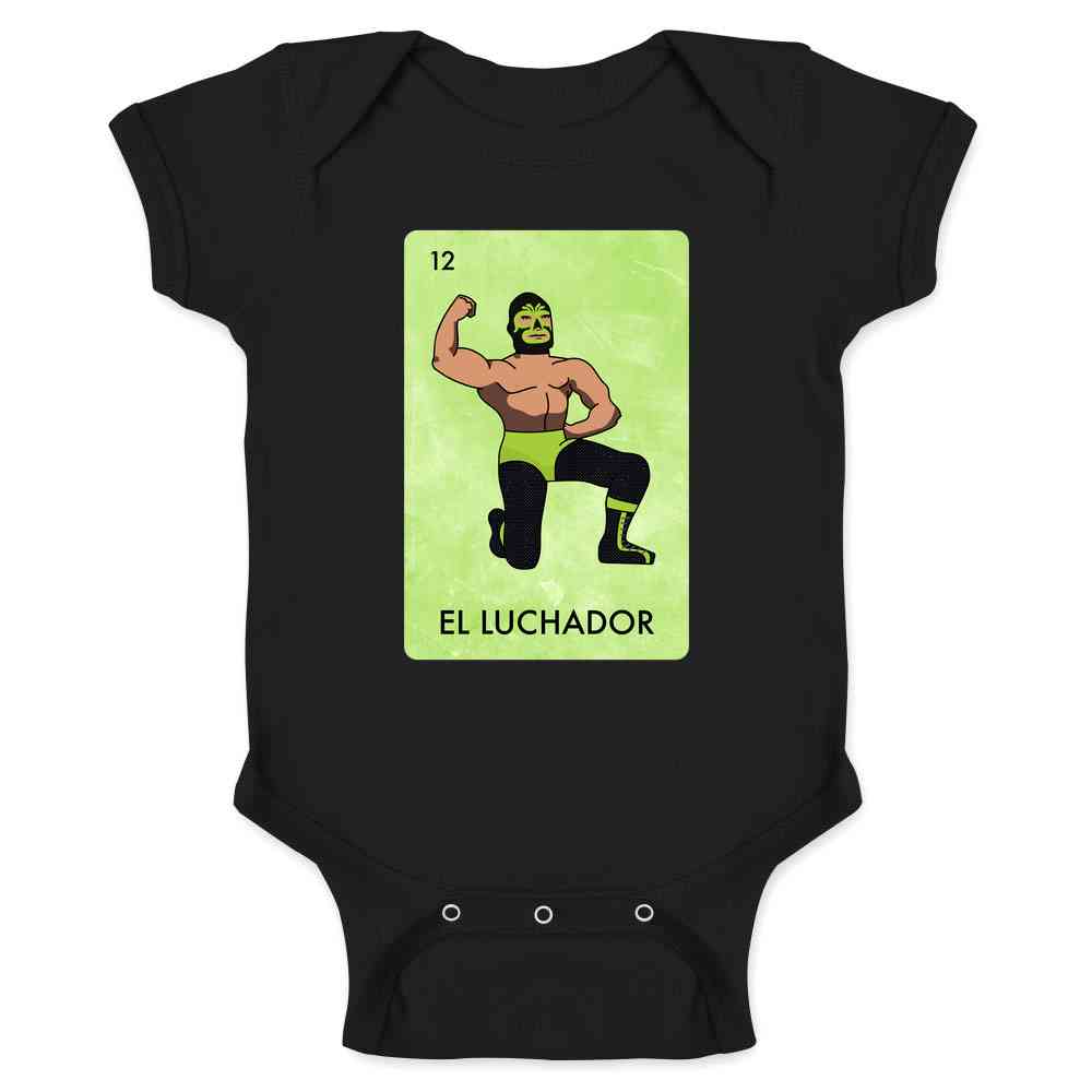 El Luchador Mexican Lottery Parody Mask Wrestler  Baby Bodysuit