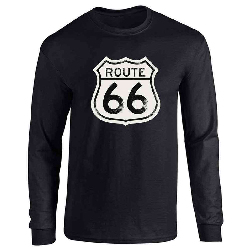 Route 66 Sign Retro Vintage Black and White Long Sleeve