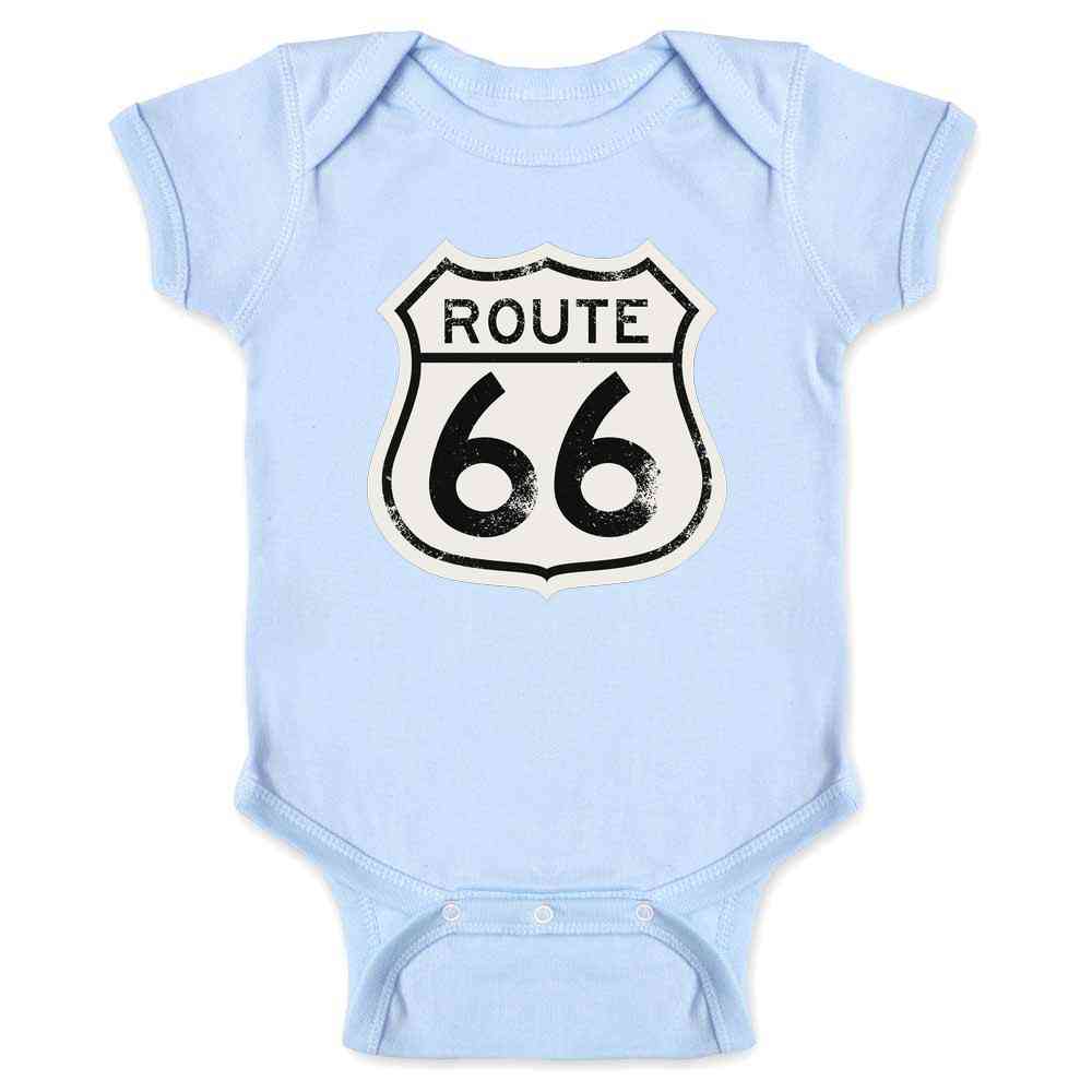 Route 66 Sign Retro Vintage Black and White Baby Bodysuit