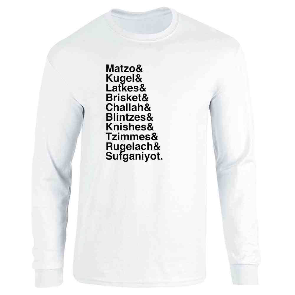 Hanukkah Nosh Foods Ampersand List Funny Jewish Long Sleeve