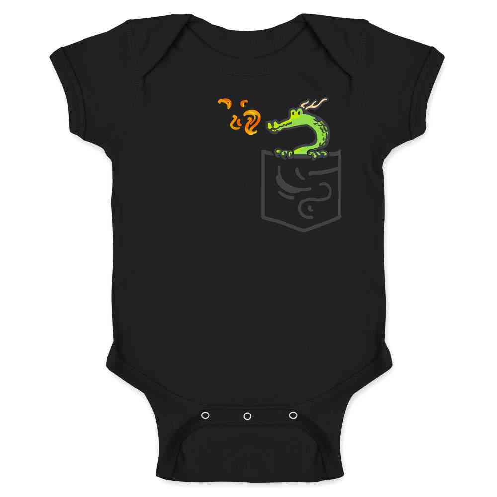 Pocket Pets Dragon Fantasy Cute Faux Pocket Baby Bodysuit