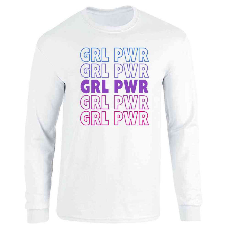 Grl Pwr Girl Power Retro Repeating Feminist Long Sleeve