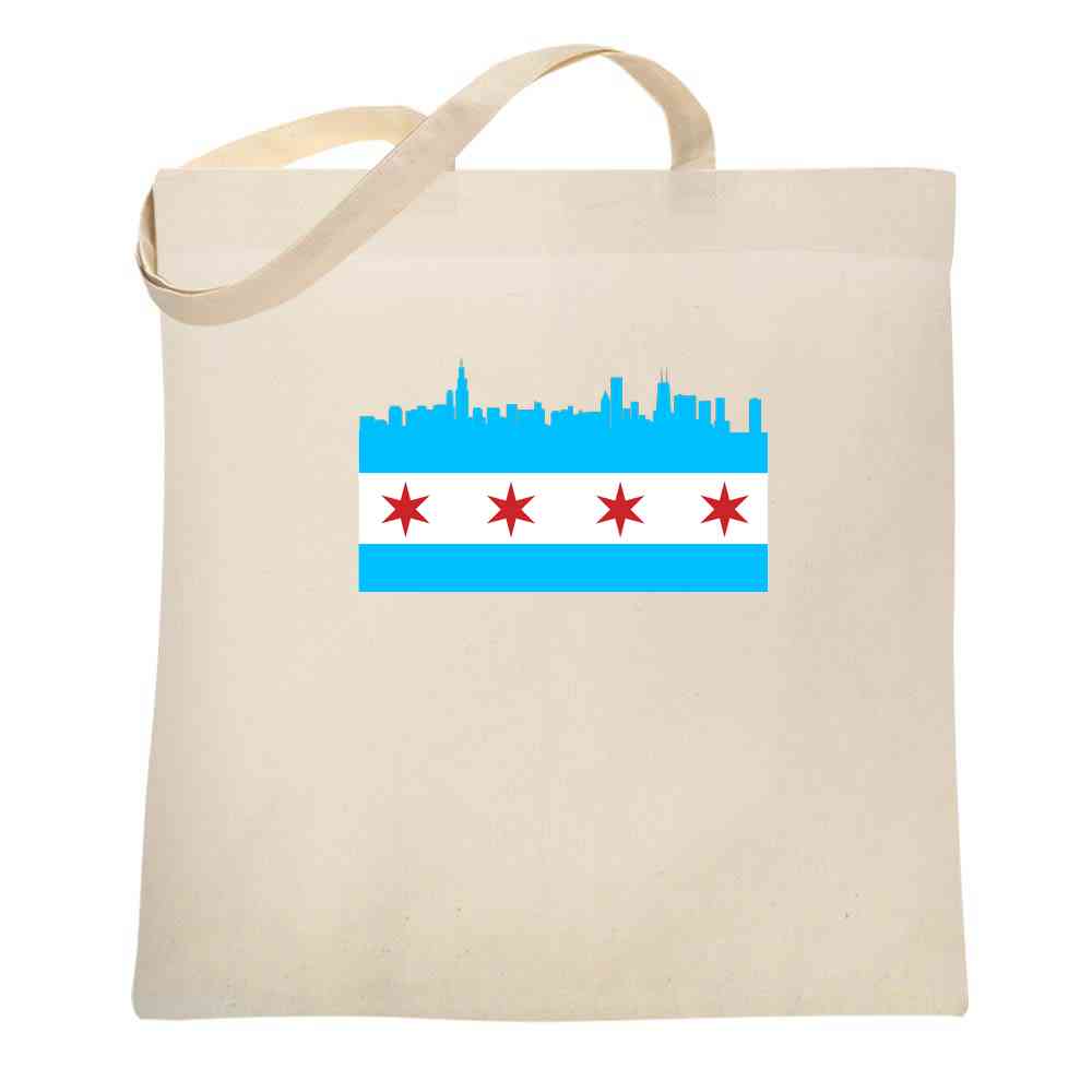 Chicago City Flag Skyline Retro Vintage Tote Bag
