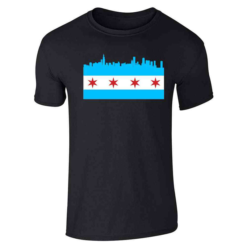 Chicago City Flag Skyline Retro Vintage Unisex Tee