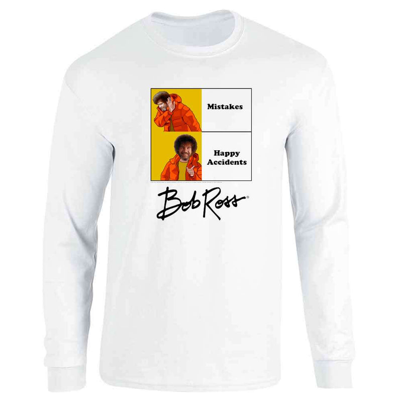 Bob Ross No Mistakes Happy Accidents Funny Meme Long Sleeve