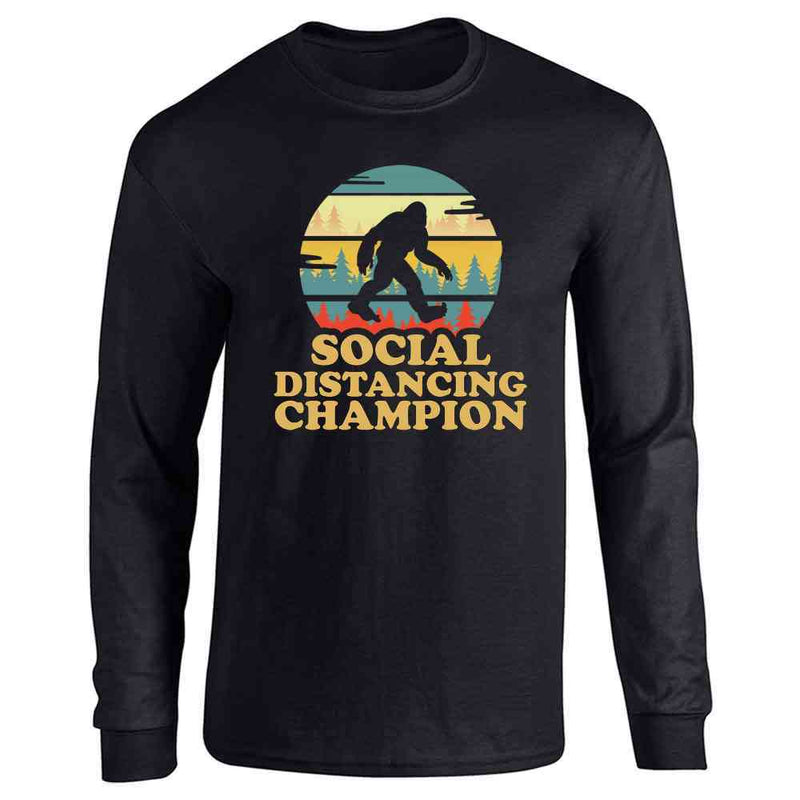 Bigfoot Social Distancing Champion Funny Sasquatch Long Sleeve