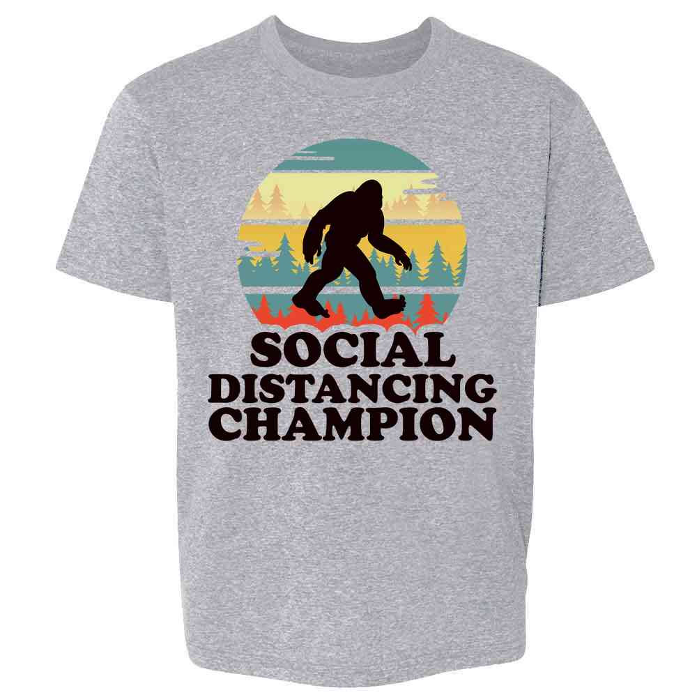 Bigfoot Social Distancing Champion Funny Sasquatch Kids & Youth Tee