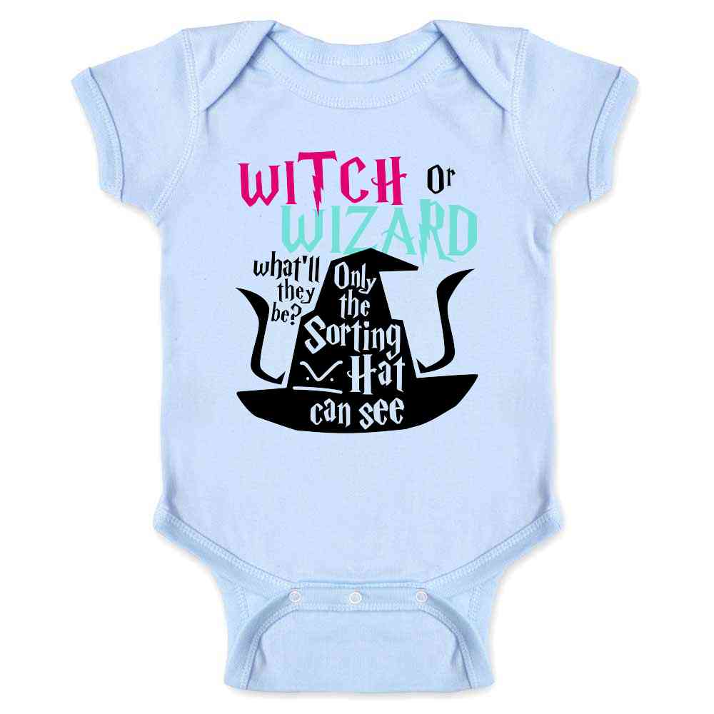 Witch Or Wizard Sorting Hat Gender Reveal Baby Bodysuit