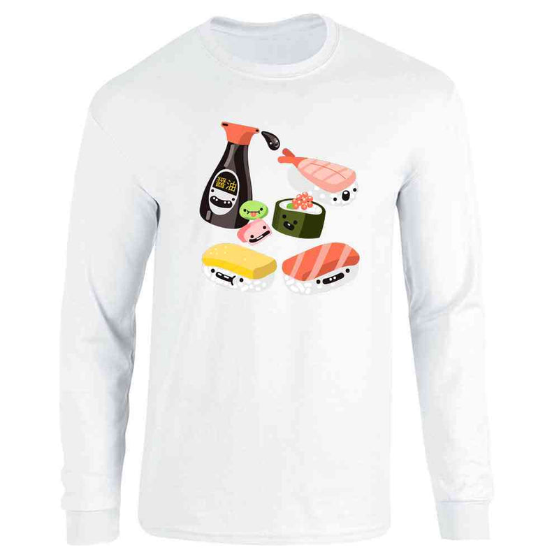 Sushi Kawaii Cute Funny Food Cartoon Long Sleeve