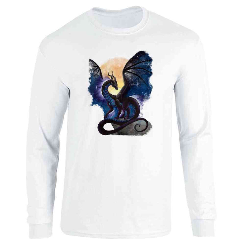 Nightfall Black Dragon Fantasy Art  Long Sleeve