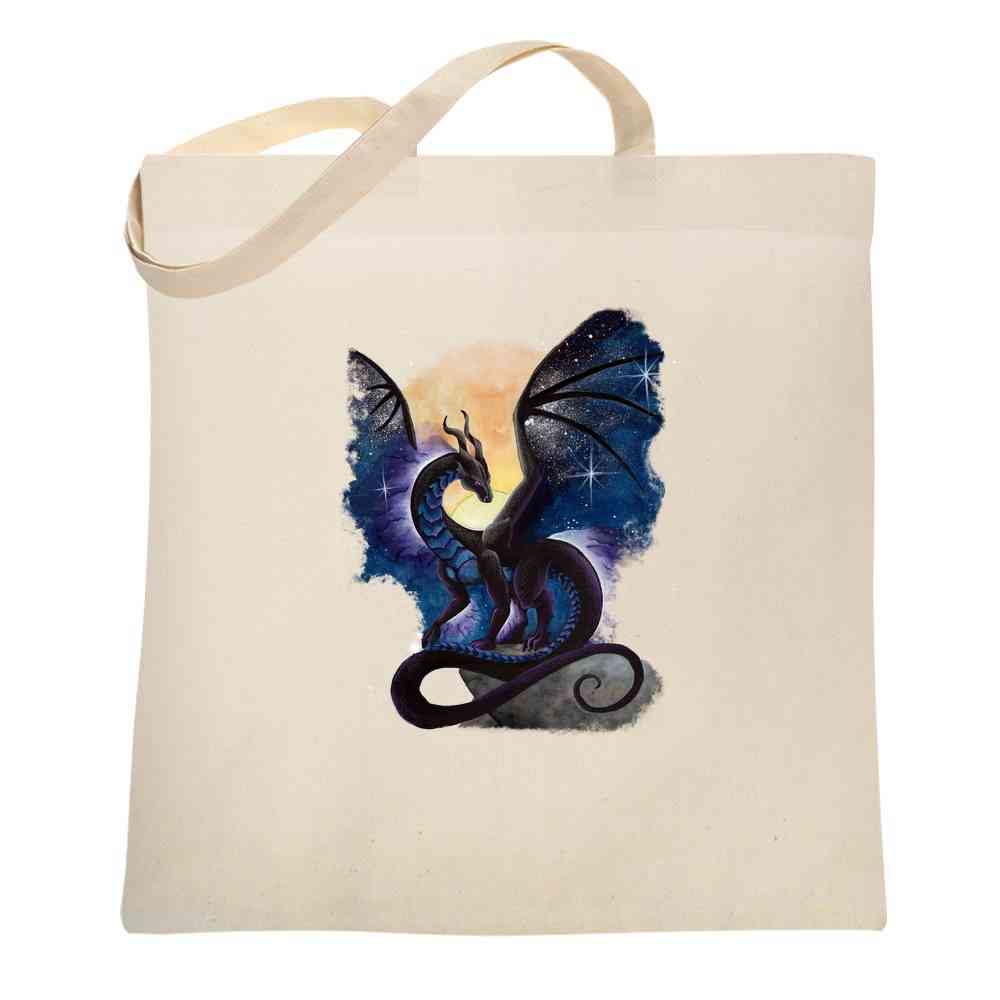 Nightfall Black Dragon Fantasy Art  Tote Bag