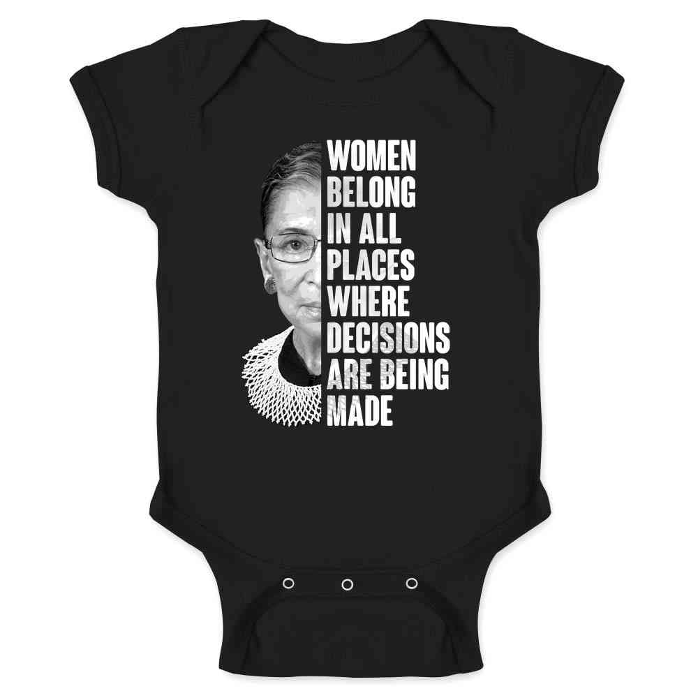 Ruth Bader Ginsburg Women Belong Quote Feminist Baby Bodysuit