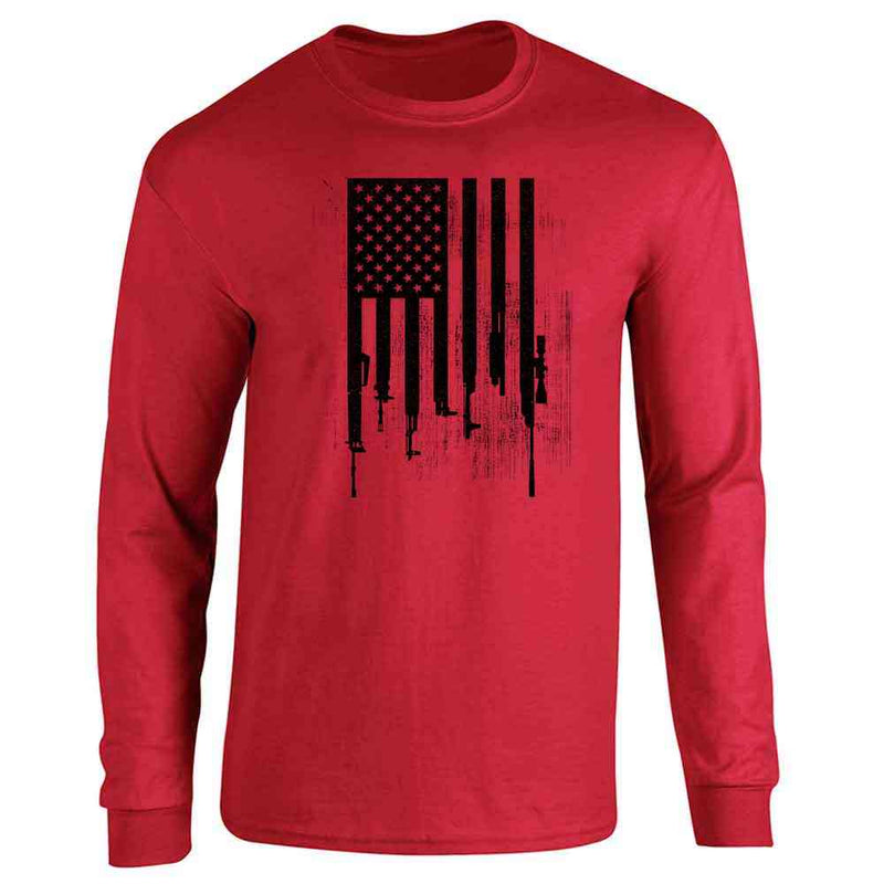 American Flag Guns Military Veteran Patriotic Long Sleeve