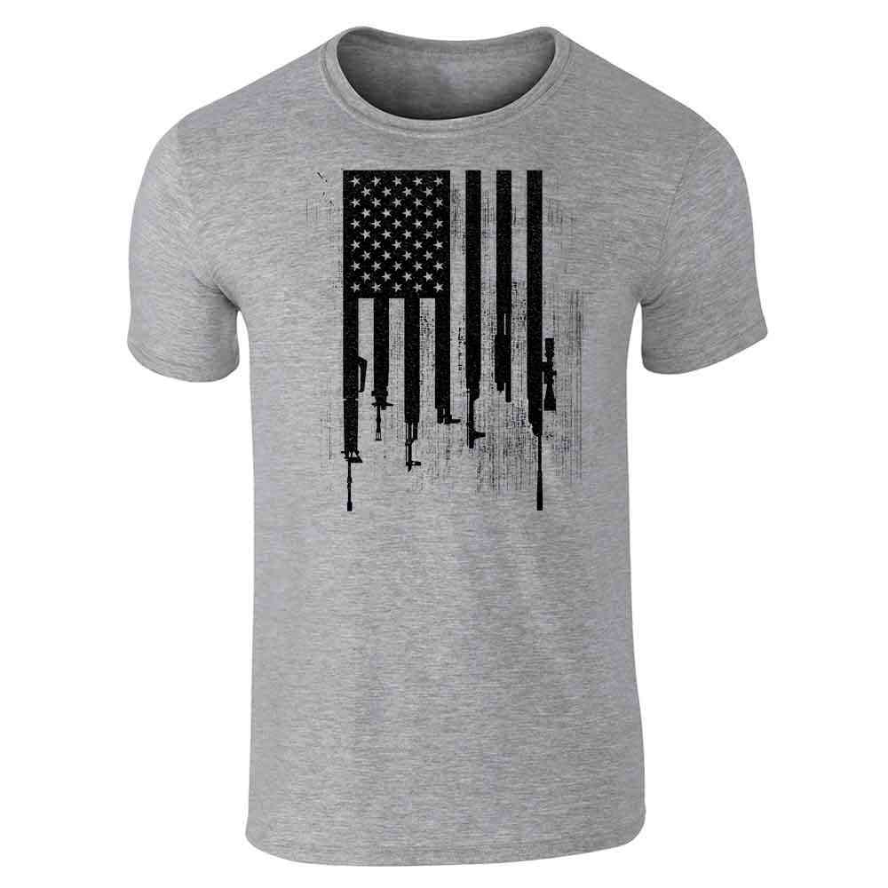 American Flag Guns Military Veteran Patriotic Unisex Tee