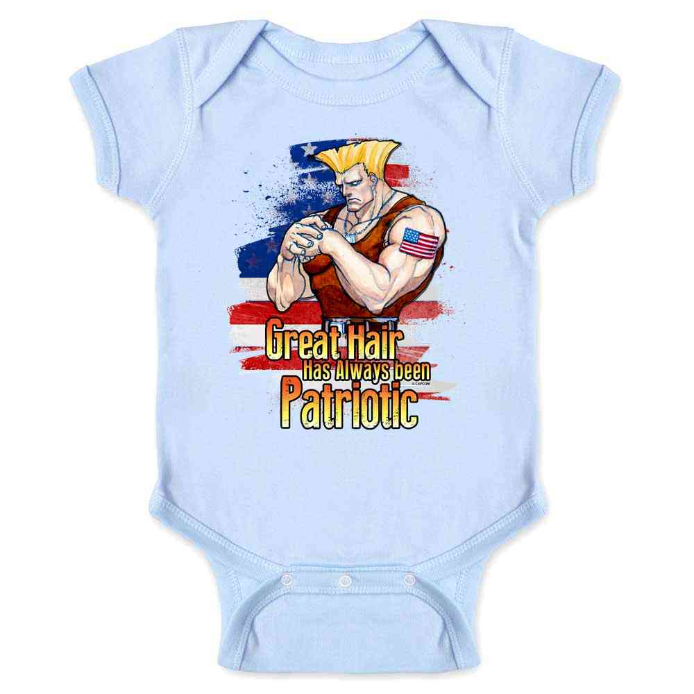 Street Fighter Guile Great Hair is Patriotic Funny Baby Bodysuit