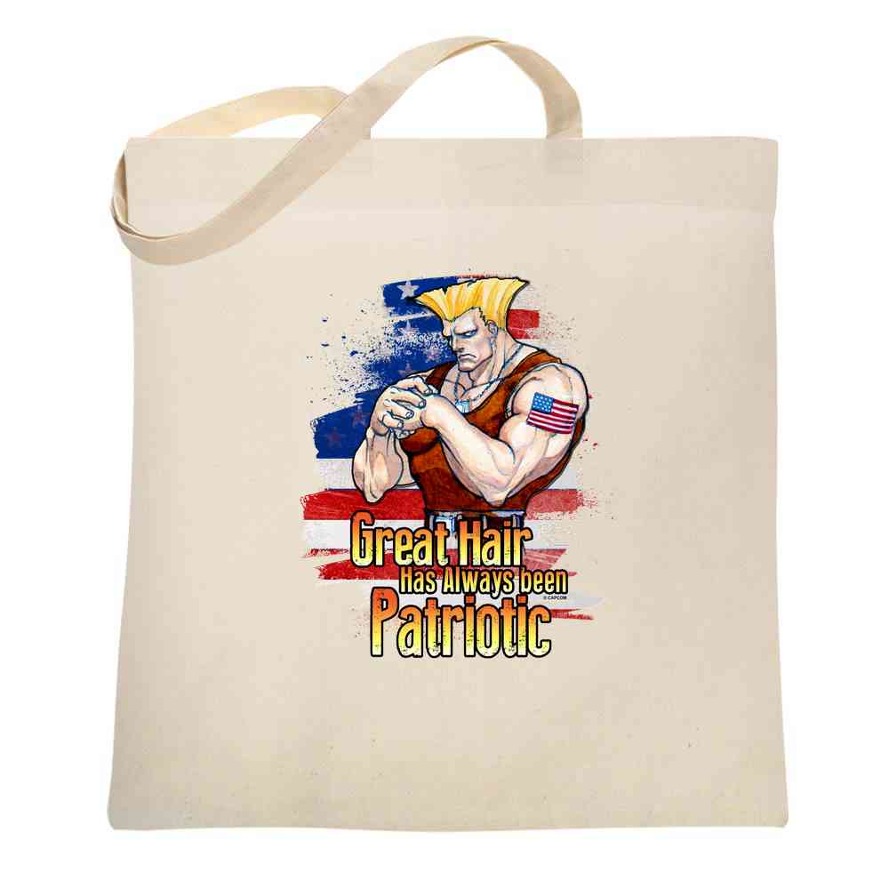 Street Fighter Guile Great Hair is Patriotic Funny Tote Bag