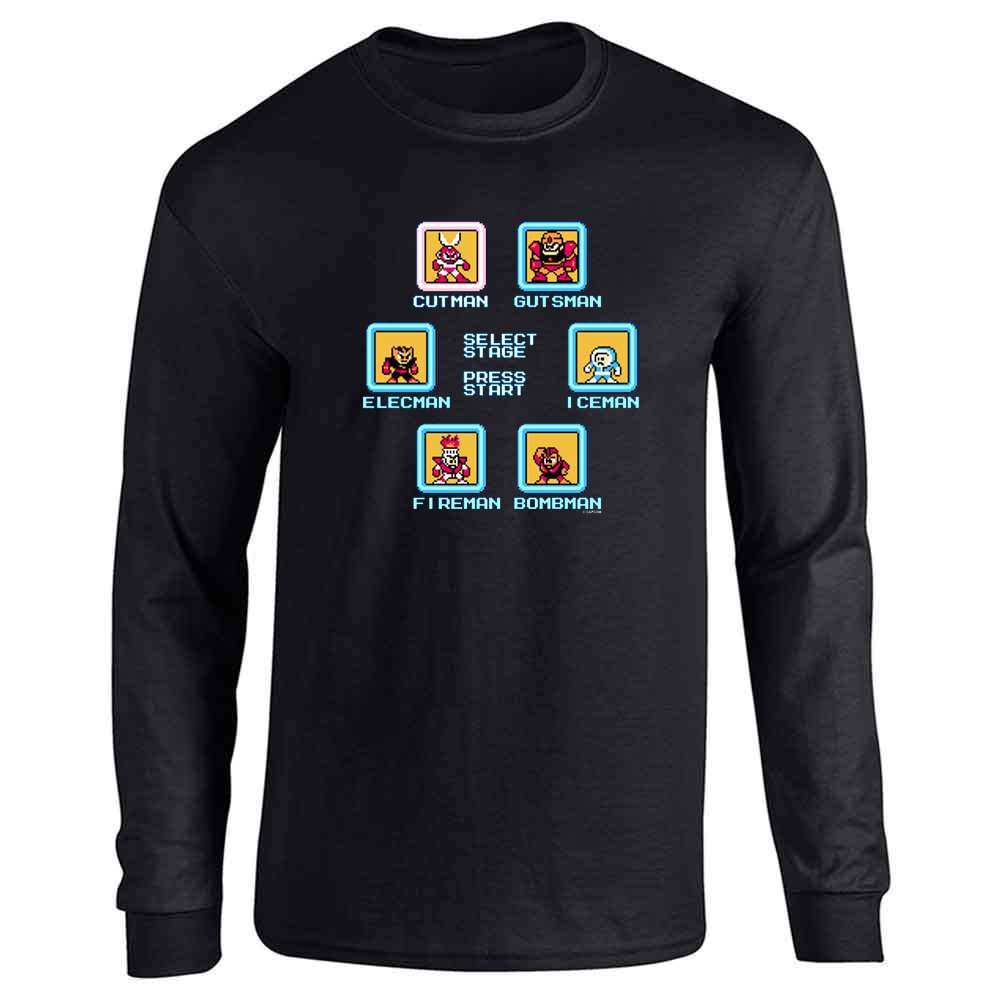 Mega Man Classic Stage Select Megaman Video Gaming Long Sleeve